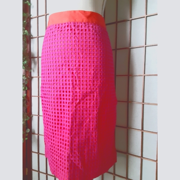 Talbots Crochet Pencil Skirt - Hot Pink/Orange - Picture 6 of 13